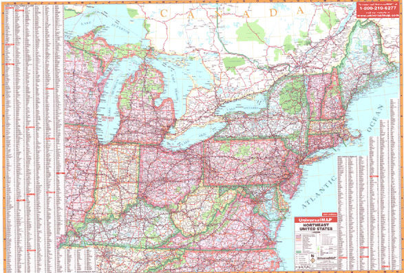 Universal North Eastern Us Wall Maps